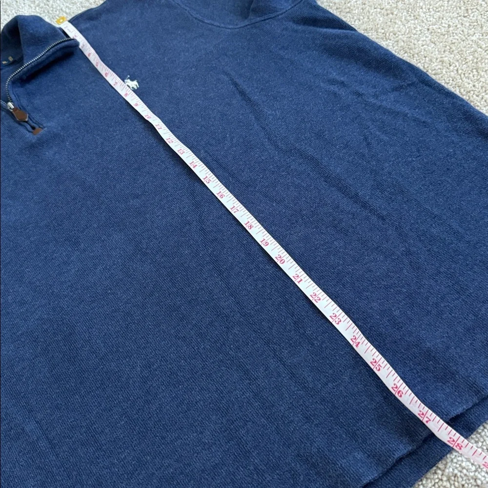 Polo Ralph Lauren Quarter Zip Cotton Navy Blue Sweater Polo Long Sleeve Shirt